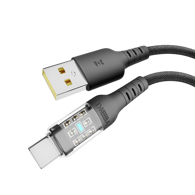 Кабель USB YOKI CYBER YK-CY23 Type-C 3A 1.2m прочный с текстурированной оплеткой черный - изображение 5