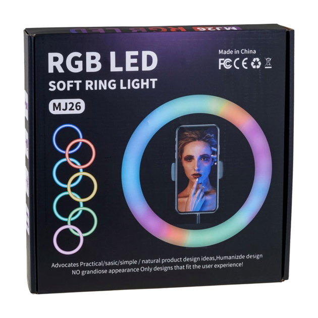 Лампа RGB MJ26 с пультом управления для фото и видео контента 26 см черная - изображение 2