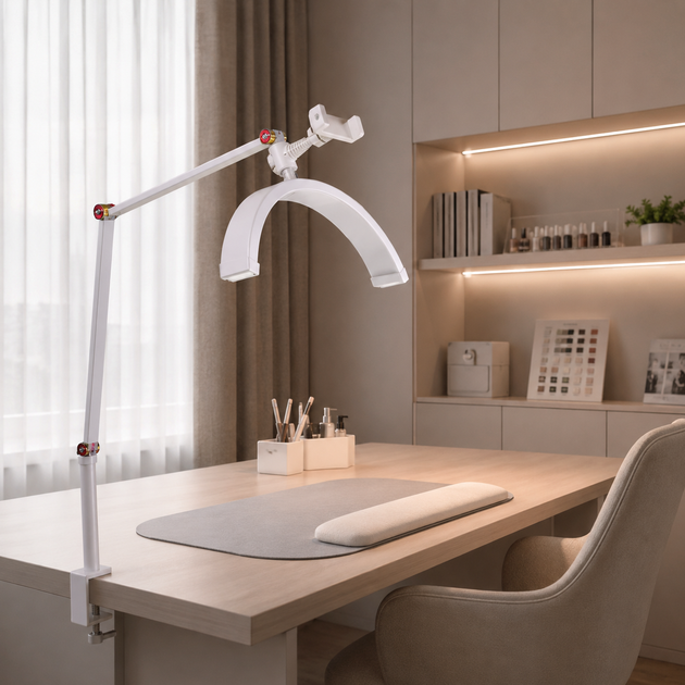 LED лампа Moon M3X 16" на струбцине с регулировкой высоты и цветовой температурой 3000-6000K белая - изображение 10