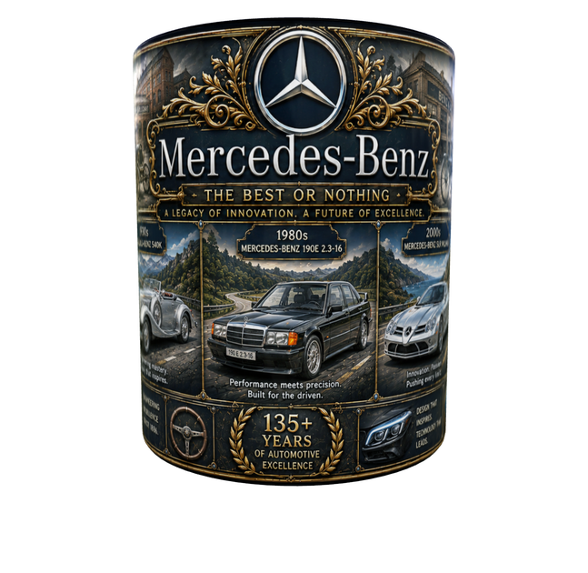 Кружка (чашка) з принтом історія Mercedes-Benz | серія AUTO LEGENDS | Керамічна 330 мл(чорна ручка) - зображення 6