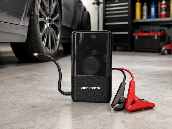 Пусковое устройство 965A с компрессором автомобильное Jump Starter 12V 4в1 с насосом 150 PSI Power Bank и LED фонарем для аварийного запуска двигателя и быстрой подкачки шин в дорожных условиях компактный многофункциональный помощник - изображение 4