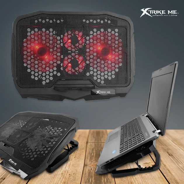 Держатель для ноутбука Xtrike до 16 дюймов 4 вентилятора 2 USB красная подсветка черный (FN-802) - Фото 2 Держатель для ноутбука Xtrike до 16 дюймов 4 вентилятора 2 USB красная подсветка черный (FN-802) - изображение 2