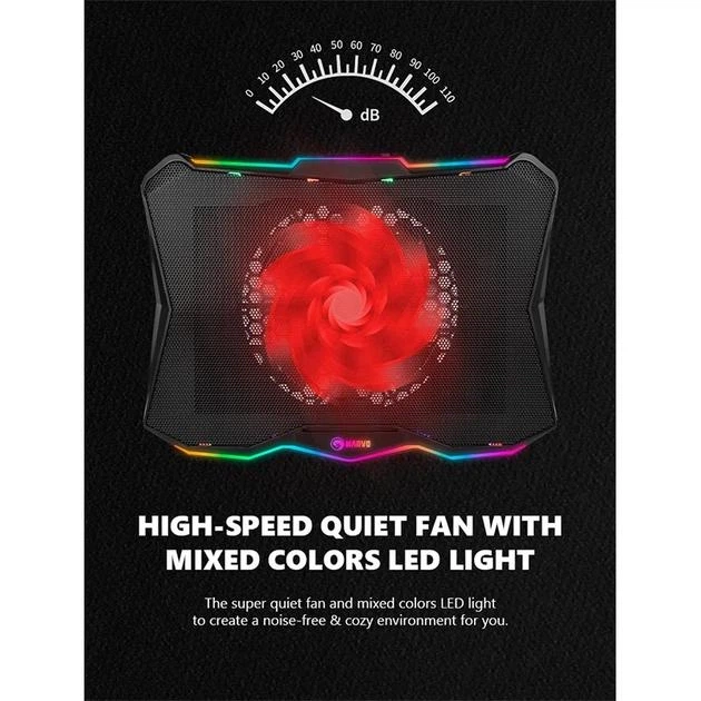 Держатель для ноутбука Marvo CoolingPad FN-40 9–17.3" с 2 USB Черный (FN-40) - Фото 5 Держатель для ноутбука Marvo CoolingPad FN-40 9–17.3" с 2 USB Черный (FN-40) - изображение 5