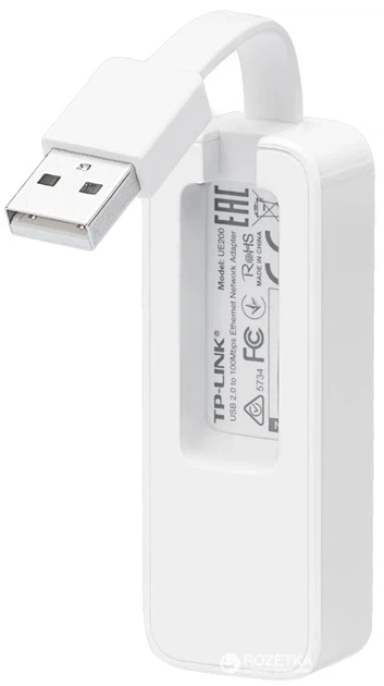 Мережевий адаптер TP-Link USB 2.0 — RJ45 10/100 Мбіт/с RTL8152B Білий/синій (UE200) - зображення 3