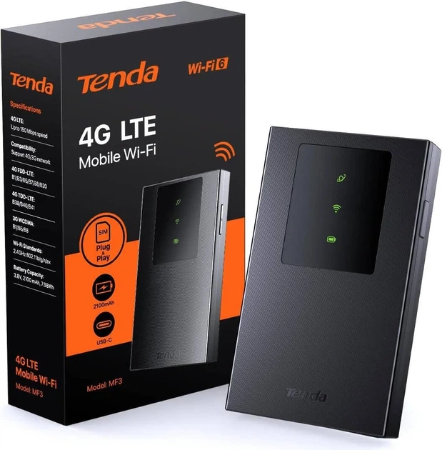 Мобильный 4G Wi-Fi роутер Tenda MF3 / 2100 мАч / до 286 Мбит/с / Type-C / Черный (102190380) - Фото 2 Мобильный 4G Wi-Fi роутер Tenda MF3 / 2100 мАч / до 286 Мбит/с / Type-C / Черный (102190380) - изображение 2