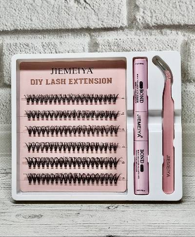 Набор пучковых ресниц с клеем и пинцетом JIEMEIYA 924W-2 30D - изображение 2