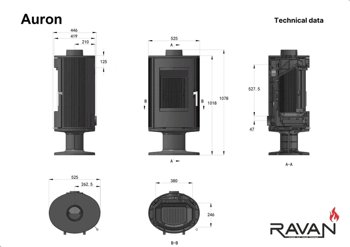 Чавунна піч камін Ravan Auron 12 кВт на дровах - зображення 5