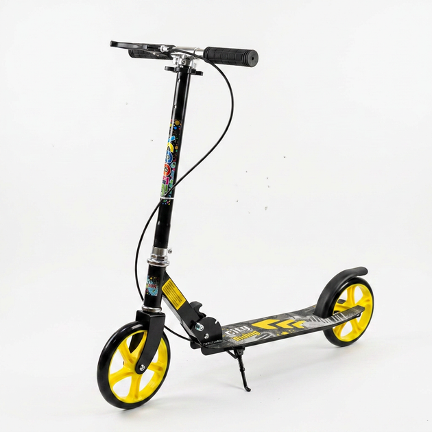 Самокат двухколесный складной с колесами 200 мм Scooter City Riding 671-2-1 Black-Yellow - изображение 5