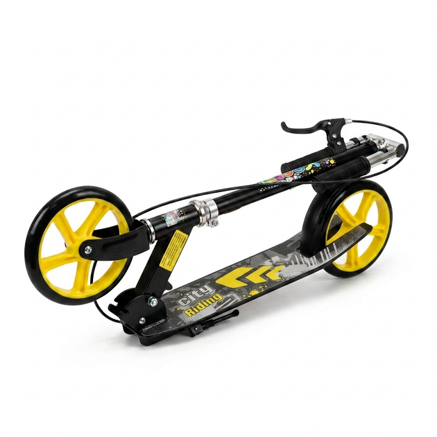 Самокат двухколесный складной с колесами 200 мм Scooter City Riding 671-2-1 Black-Yellow - изображение 6