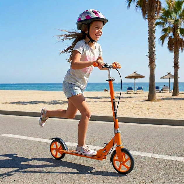 Самокат двухколесный складной с колесами 200мм Scooter 5252-1 Orange - изображение 9
