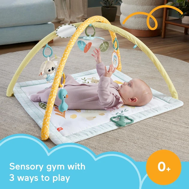 Ігровий килимок для новонароджених Фішер прайс Розвиваємо почуття Fisher-Price Baby Playmat Simply Senses Newborn Gym (HRB15) - изображение 7