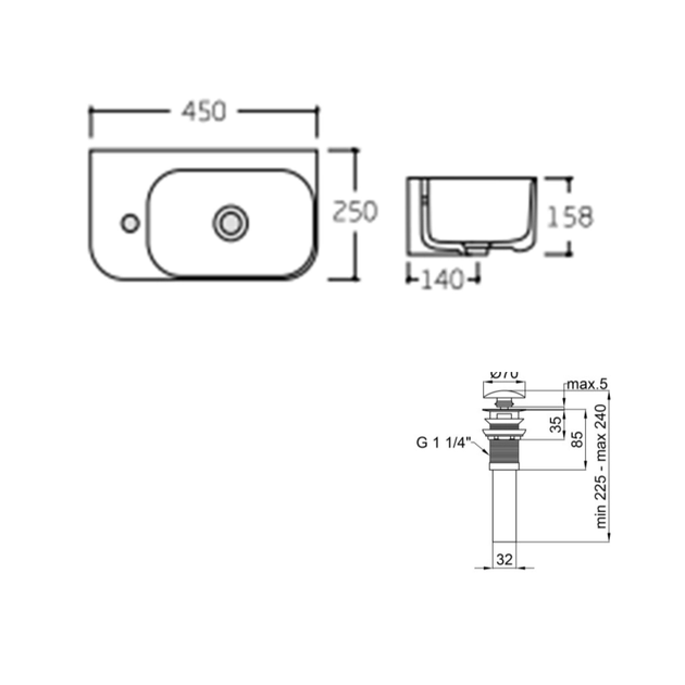 Раковина подвесная Qtap Tern 450х250 в левый угол, белая (QT17115117LWN47327) - Фото 6 Раковина подвесная Qtap Tern 450х250 в левый угол, белая (QT17115117LWN47327) - изображение 6