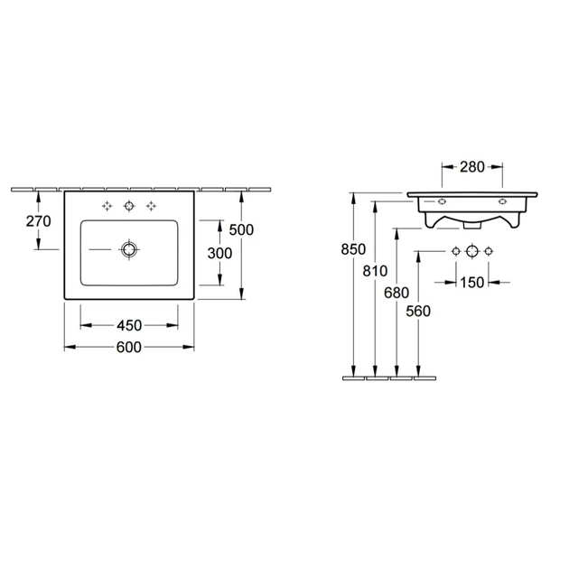 Раковина накладная Villeroy&Boch Venticello 600x500 прямоугольная, белая (412460R1) - изображение 2
