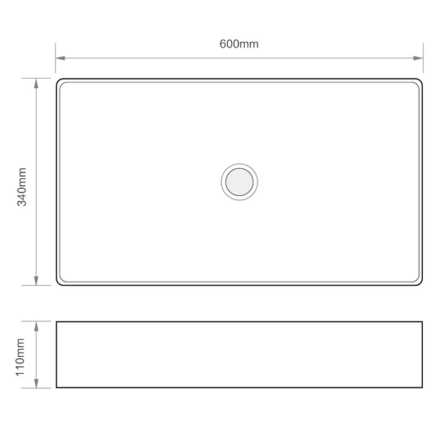 Умывальник накладной Mixxus Premium Quadro-0107 Edge Black 600х340 прямоугольный, белый (MP6521) - изображение 3