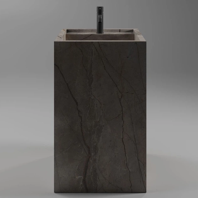 Раковина напольная Luxestone Stonesink 500x500 прямоугольная, коричневая матовая (Stonesink_model_3_1) - изображение 3