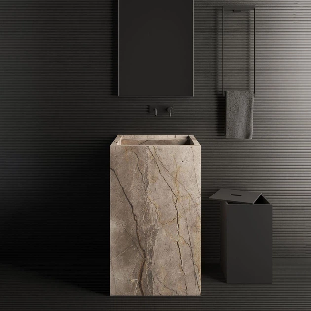 Раковина напольная Luxestone Stonesink 500x500 прямоугольная, коричневая матовая (Stonesink_model_3_1) - изображение 4