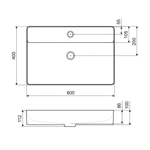 Раковина накладная Excellent Rima 2.0 CEEX.4901.600.WH 600x400 прямоугольная, белая глянцевая - изображение 4