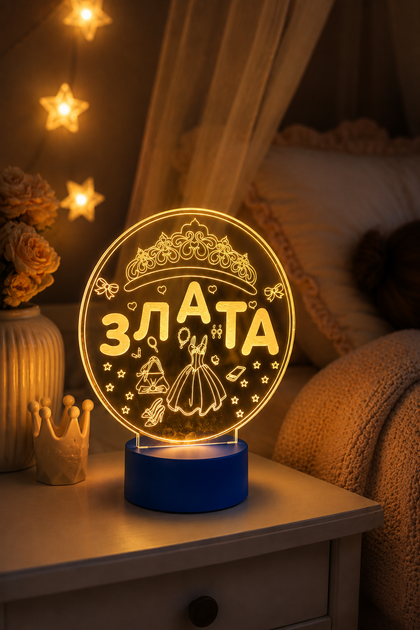 3d-светильник Злата, 3д-ночник, несколько подсветок (батарейка+220В), подарок для девочки - изображение 8