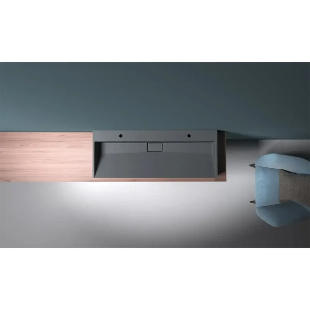Умывальник подвесной VBI Este 1200x460 2/O прямоугольный, чёрный (VBI-019930) - изображение 4