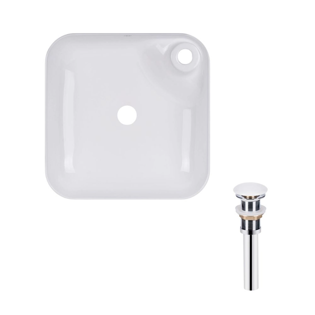 Раковина накладная Qtap Stork 430х430 квадратная, белая (QT15112194WN47318) - изображение 4