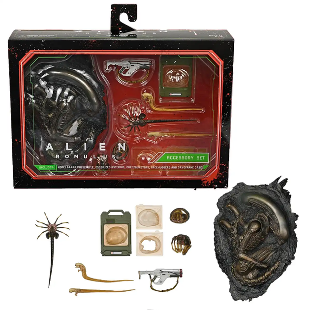 Набор аксессуаров NECA Alien Romulus Accessory Set / Чужой Ромул Набор Аксессуаров — Facehugger, Chestburster, Pulse Rifle, Криоконтейнер - изображение 2