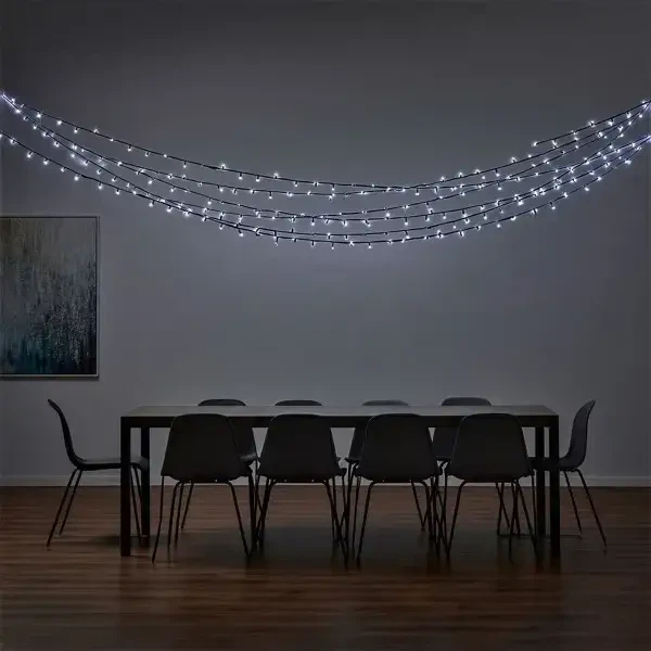 Новогодняя уличная гирлянда 100 м 1000 LED Белый свет черный провод с солнечной батареей 8 режимов работы гирлянда на елку - изображение 4
