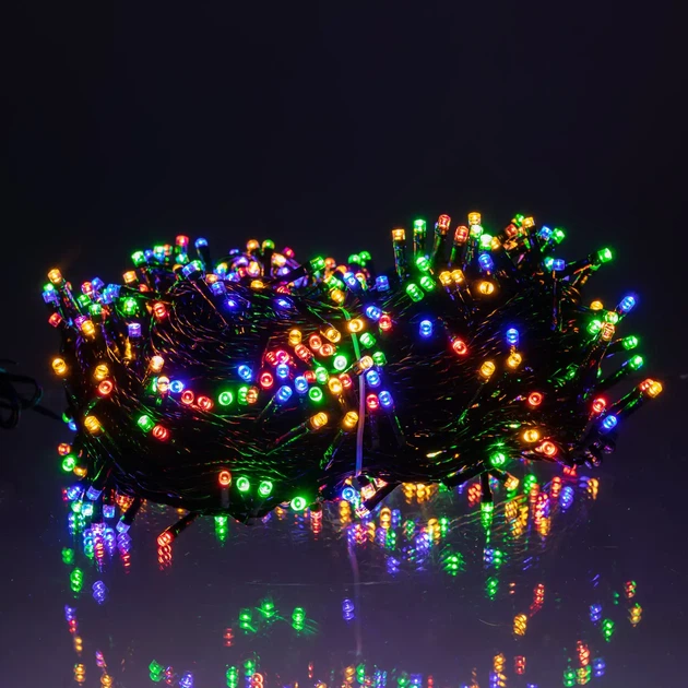 Уличная гирлянда нить 50 м 500 LED Мультиколор черный провод гирлянда на улицу 8 режимов работы новогодняя гирлянда - изображение 3