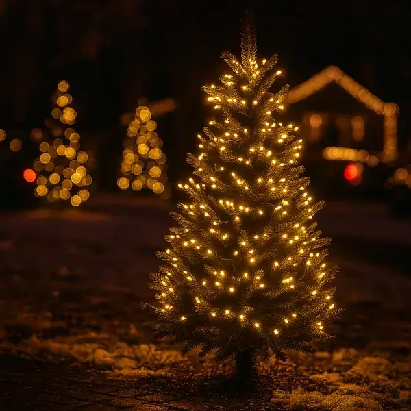 Гирлянда Нить уличная 30 м 300 LED Желтая белый провод гирлянда на улицу 8 режимов работы гирлянда нитка - изображение 2