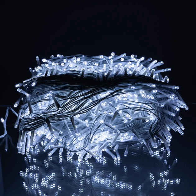 Уличная гирлянда нитка 100 м 1000 LED Белая белый провод гирлянда на улицу 8 режимов работы новогодняя гирлянда - изображение 3