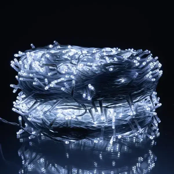 Уличная гирлянда нитка 100 м 1000 LED Белая белый провод гирлянда на улицу 8 режимов работы новогодняя гирлянда - изображение 6