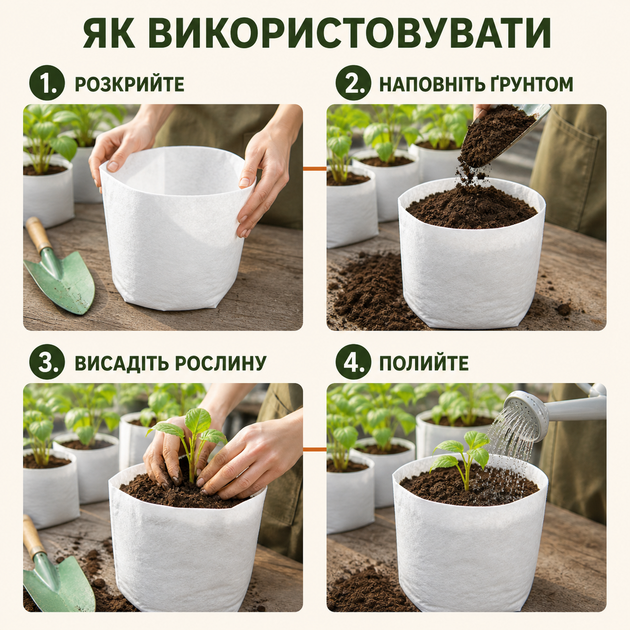 Мешки для рассады из нетканого материала 15x16 см белые 100 шт. (GB1516100) - изображение 7