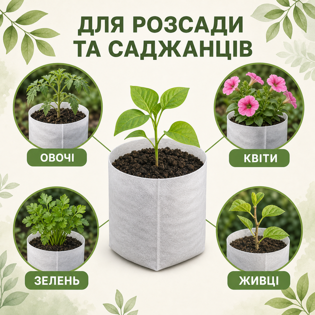 Мешки для рассады из нетканого материала 11x14 см белые 100 шт. (GB1114100) - изображение 8