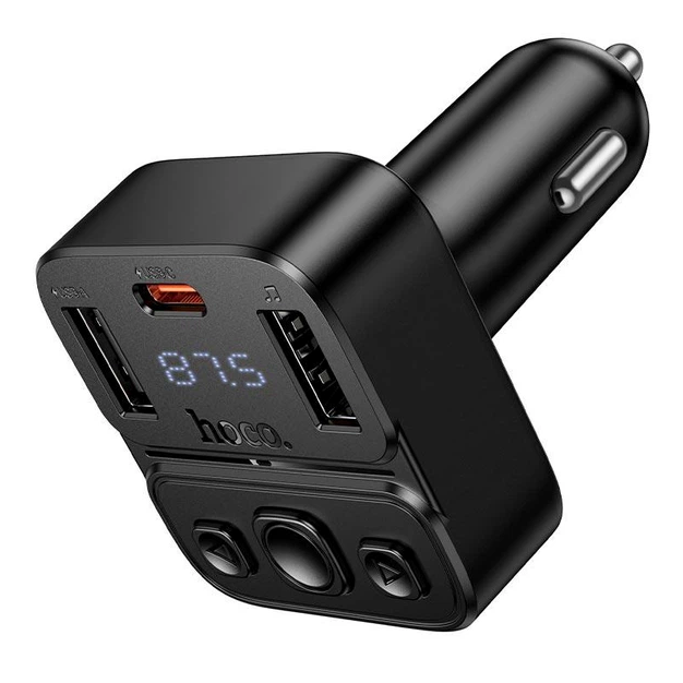 Модулятор Hoco E87 Bluetooth 5.4 зі швидким заряджанням 35W для автомобілів чорний - зображення 3