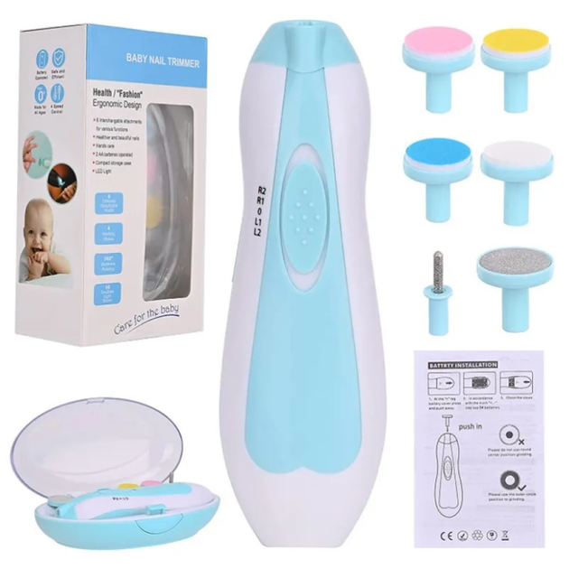 Детский аккумуляторный триммер для ногтей + 6 насадок, NAIL TRIMMER XL-667 / Электрическая пилочка для детей - изображение 10