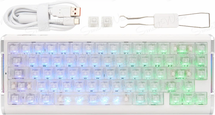 Ігрова Клавіатура ATTACK SHARK R68 HE White Магнітні світчі. Дротова, 8000Hz/s. RGB Підсвічування, Switch 0.005mm. Rapid Trigger - Фото 9 Ігрова Клавіатура ATTACK SHARK R68 HE White Магнітні світчі. Дротова, 8000Hz/s. RGB Підсвічування, Switch 0.005mm. Rapid Trigger - изображение 9