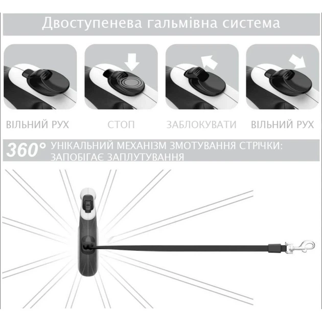 Поводок для собак WAUDOG R-leash Авокадо светоотражающая лента S 5 м (8124-0048-01) - изображение 4