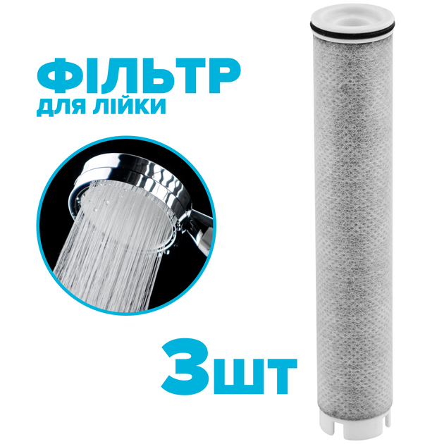Набір з 3-х фільтрів в ручку душової лійки DROP FILTER-STICK-CARBON вугільний - очищує від механічних домішок, хлору, органіки, важких металів - Фото 1 Набір з 3-х фільтрів в ручку душової лійки DROP FILTER-STICK-CARBON вугільний - очищує від механічних домішок, хлору, органіки, важких металів - зображення 1
