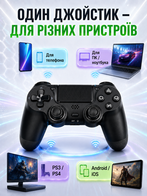 Джойстик бездротовий для телефона пк геймпад ігровий ps4 ps5 xbox блютуз для смартфона планшета ноутбука контроллер для iOS Android універсальний з USB кабель BS-350 OnePro 74043 - зображення 5