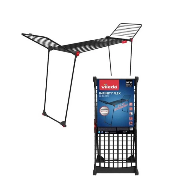 Сушарка для білизни підлогова Vileda Infinity Flex Ultimate телескопічна 30 м Чорна (4023103254954) - зображення 3