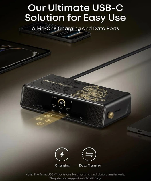 Сетевое зарядное устройство Anker Prime 14-в-1 8К видео с поддержкой трех дисплеев DisplayLink и зарядкой 140Вт (DL7400) - Black Myth: Wukong Limited Edition - изображение 8
