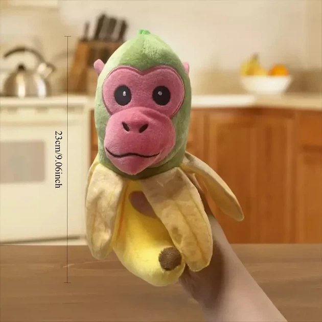 Мягкая плюшевая игрушка обезьянка Chimpanzini Bananini 23 см серая с петелькой - Фото 1 Мягкая плюшевая игрушка обезьянка Chimpanzini Bananini 23 см серая с петелькой - изображение 1