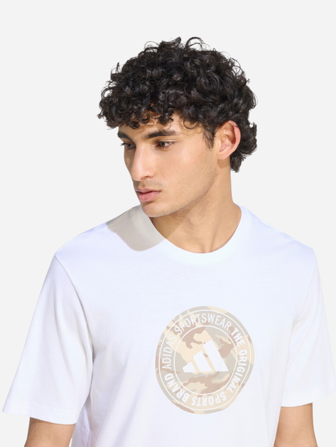 Футболка хлопковая длинная мужская Adidas Camo Circle Graphic T-Shirt KC7163 S Белая (4068804020576) - изображение 4