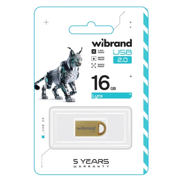 USB флеш накопитель Wibrand 16GB lynx Gold USB 2.0 (WI2.0/LY16M2G) - изображение 2