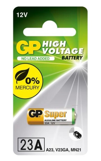 Батарейка высоковольтная GP Alkaline A23 12.0V V23GA щелочная 1 шт. бл - Фото 1 Батарейка высоковольтная GP Alkaline A23 12.0V V23GA щелочная 1 шт. бл - изображение 1