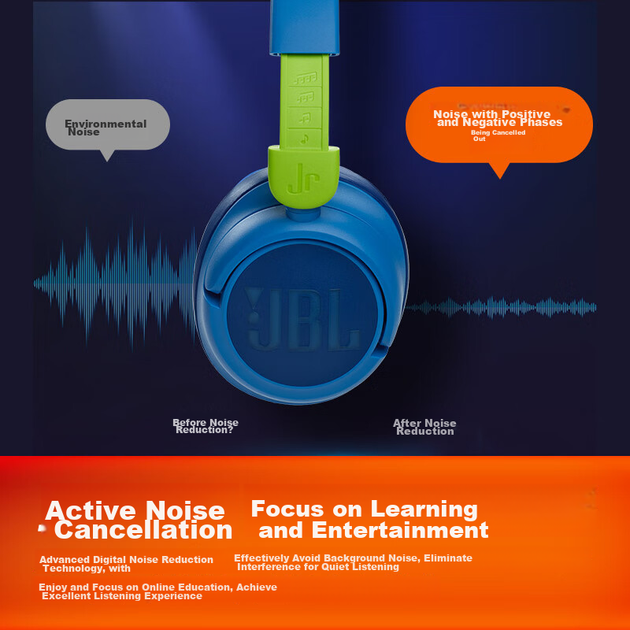 Наушники детские JBL JR460NC Wireless ANC Blue (6925281986185) - изображение 4