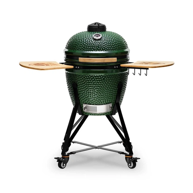 Керамічний гриль Kamado Bono Žalgiris на вугіллі 47 см Зелений (4779039712784) - зображення 3