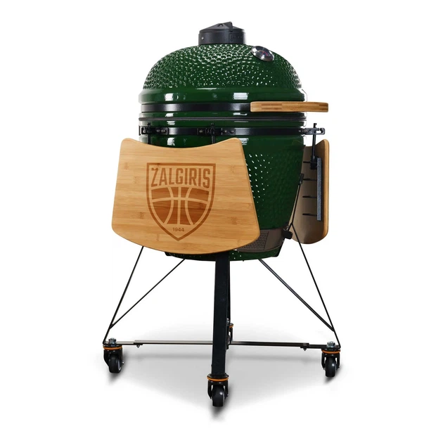 Керамічний гриль Kamado Bono Žalgiris на вугіллі 47 см Зелений (4779039712784) - зображення 4