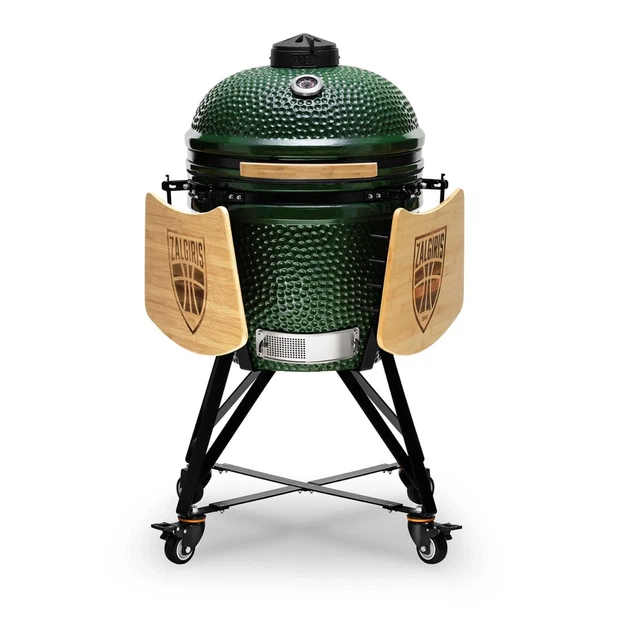 Керамічний гриль Kamado Bono Žalgiris на вугіллі 47 см Зелений (4779039712784) - зображення 7