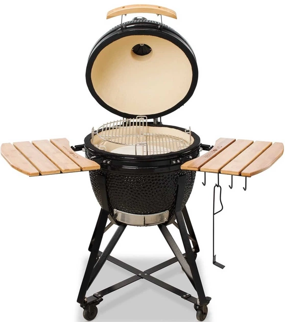Керамічний гриль Kamado Bono Media на вугіллі 44.5 см Чорний (4779039710889) - зображення 2