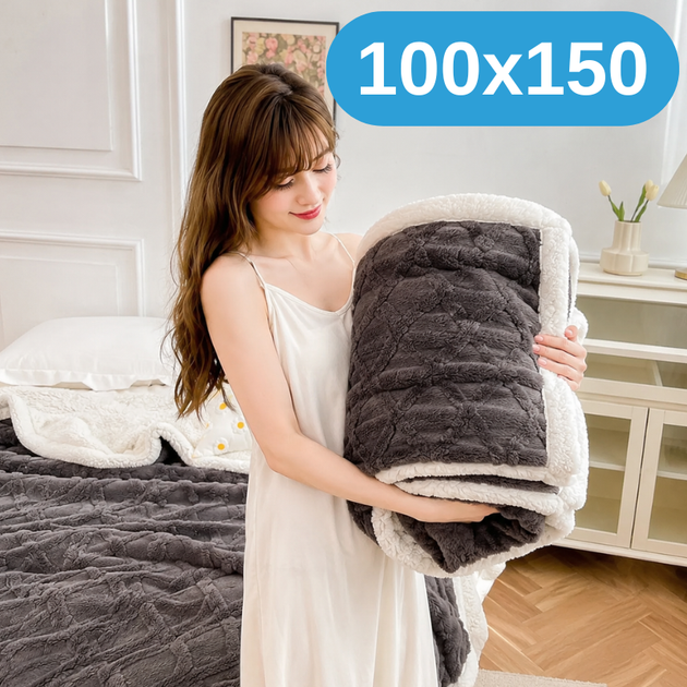Мягкий двусторонний утолщенный плюшевый меховой плед 100×150 см, 700 г, темно-серый KT9001201 - Фото 1 Мягкий двусторонний утолщенный плюшевый меховой плед 100×150 см, 700 г, темно-серый KT9001201 - изображение 1